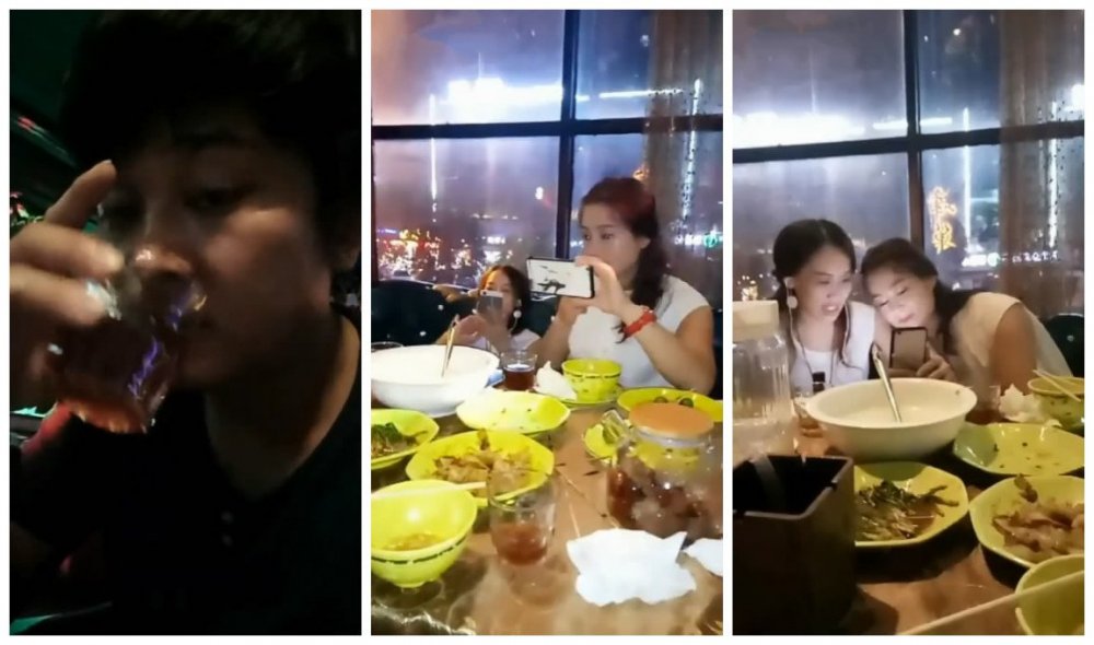 黃播大哥大逍遙龍哥停播一段時間重出江湖帶著兩個妹子去酒吧吃宵夜完了回家裡和情婦直播啪啪