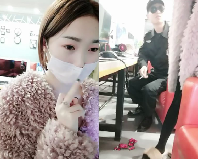 這女主播也真夠絕的為了以後能在網吧直播居然色誘保安到值班室啪啪幹完用口罩擦內射