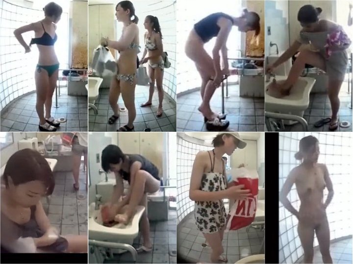 【盜撮】トイレで水着を脫いで着替える女性達