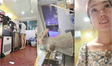 創業不易，奶茶店老闆娘賣貨中裙底無內值播，隨機挑選幸運客戶喝帶淫水的奶茶