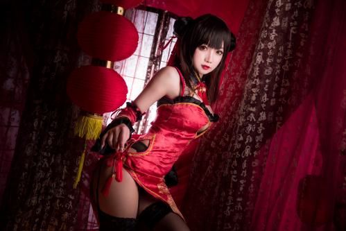 [Cosplay] Guichuyao 鬼畜瑶在不在 – Tokisaki Kurumi Cheongsam 时崎狂三 旗袍