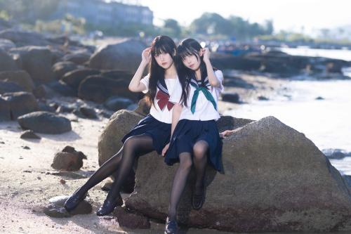 [Cosplay] 三無人型 &不呆猫 水手服百合黑丝 [51P1V-1.02GB]