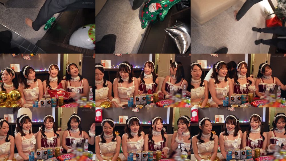 +++ [FHD] VRNC-090 紅白の可愛いサンタコスを纏った美女たちと乱交SEX！抜群のプロポーションに度肝を抜かされた男たちはフル勃起！まさに性なる夜といわんばかりのクリスマスナイトに発展！【ことね/まいな/えみ/ななみ】Verえみ＆ななみ