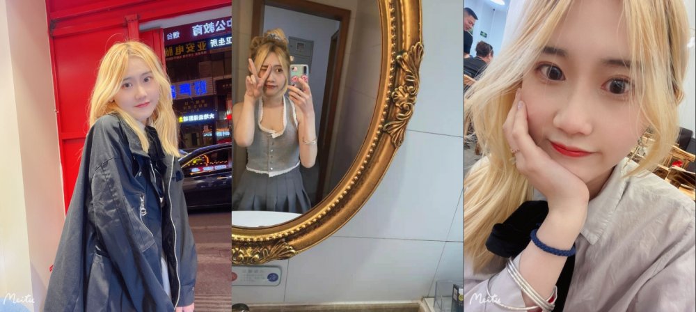一位極具對比的美麗金髮年輕女子在一張性愛自拍中露出臉龐，展現自信且訓練有素的臉龐