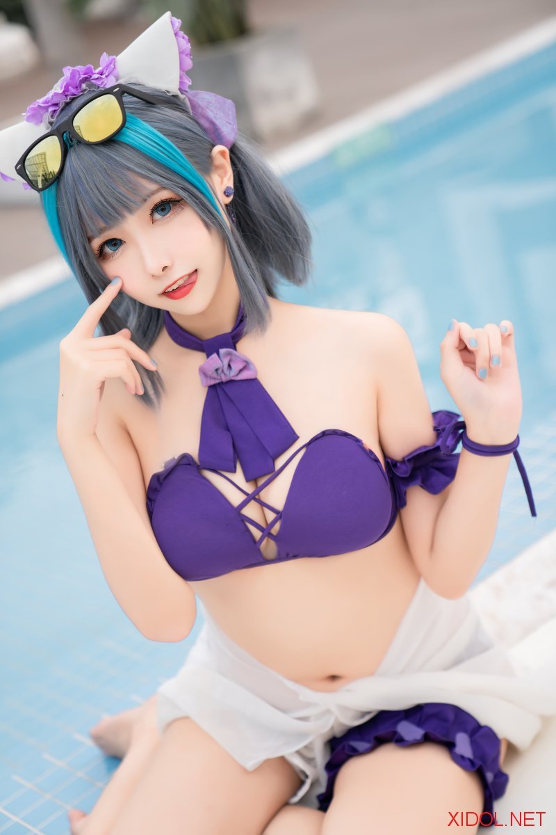 [Cosplay] Momoko葵葵 柴郡水着 [40P1V-313MB]