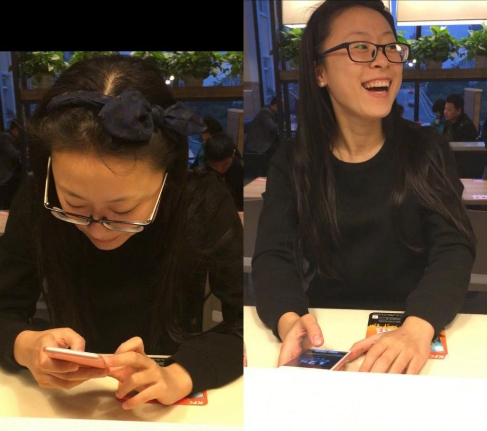 那位長髮、戴著對比色眼鏡的女孩白天拍甜美又藝術感十足的照片，但回家時只穿著粉紅色內褲，半裸，直接騎在她身上，劇烈顫抖，不停呻吟