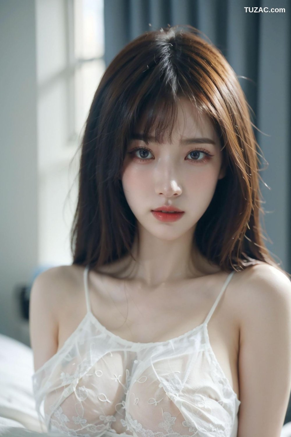 AI美女-擬實-白色蕾絲內衣美女[88P]