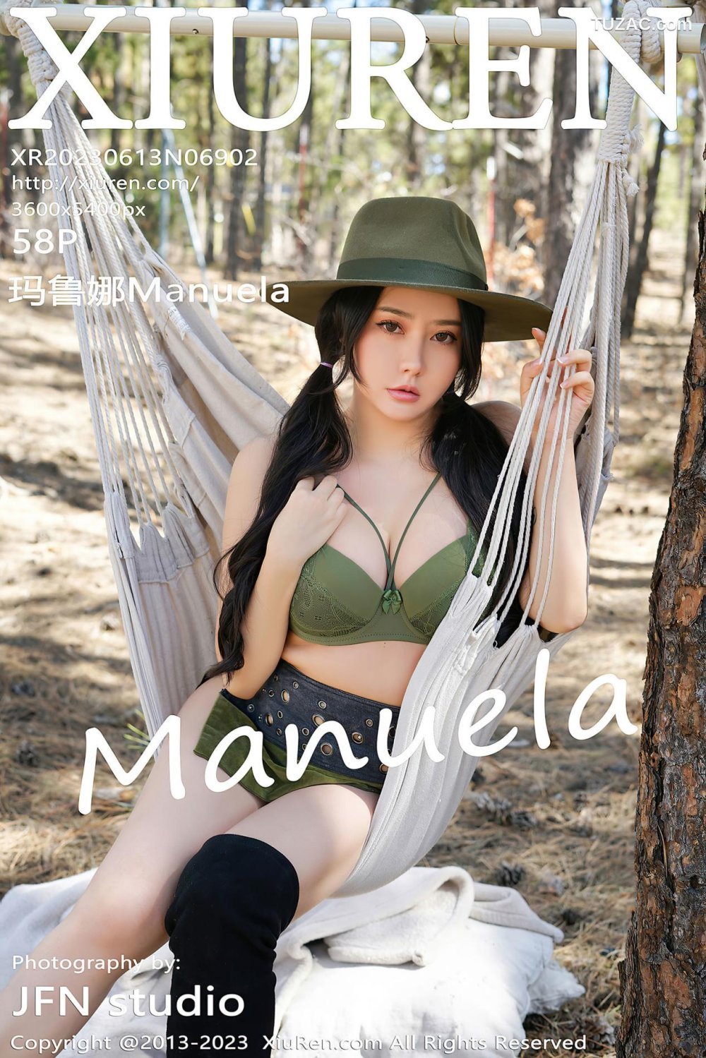 XiuRen秀人網-6902-瑪魯娜Manuela-墨綠色牛仔裝-2023.06.13[10P]