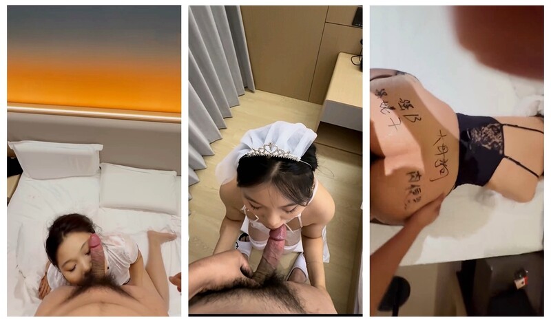濟南母狗人妻酒店調教愛玩SM 黑連體開檔爬行銀鏈牽著戴眼罩口塞按頭口交 淫語刺激浪的不行