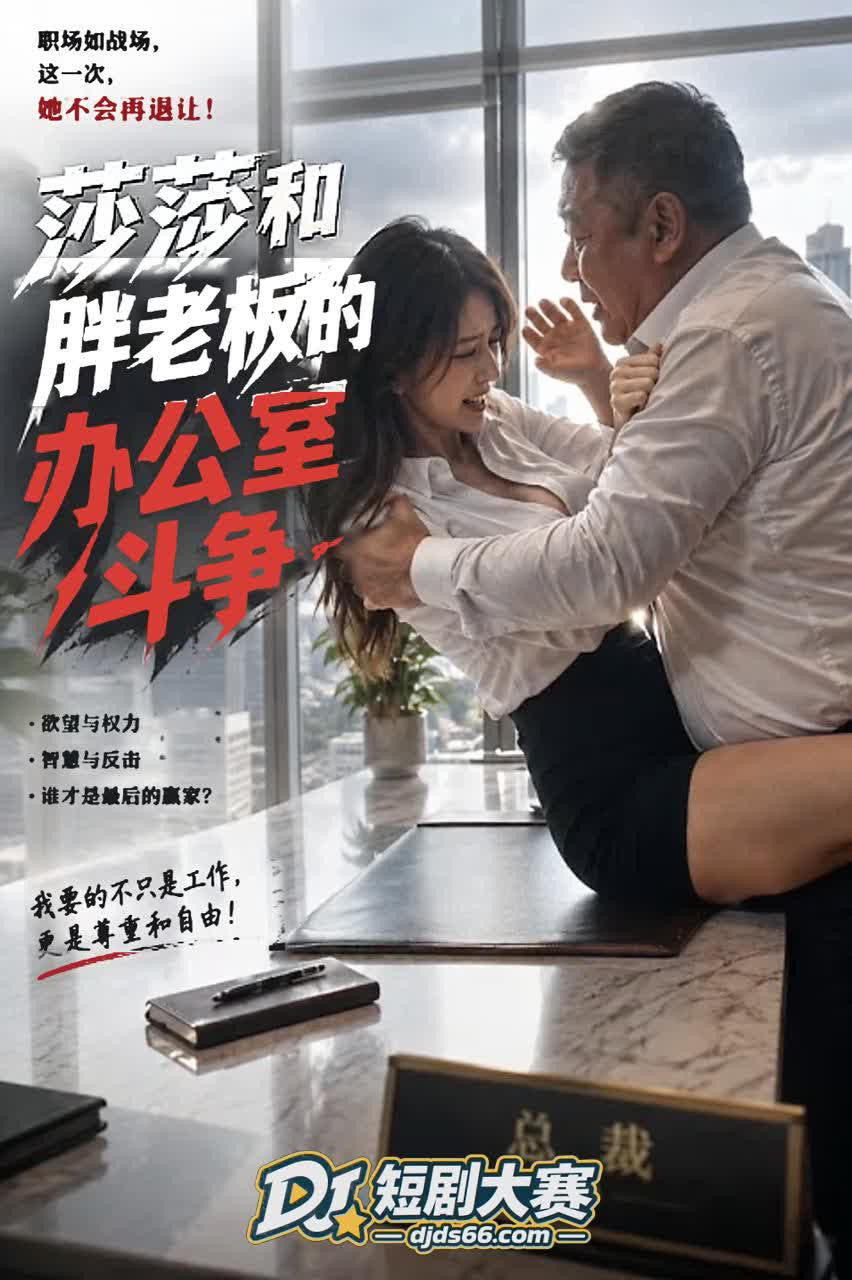 【AI短劇】《莎莎和胖老闆》EP1-9集，寫字樓辦公室裡全程做愛操逼不帶停的各種姿勢幹