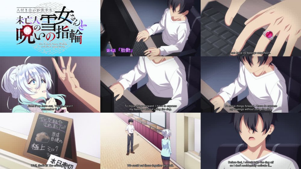 [Doomdos] - Hitozukiai ga Nigate na Miboujin no Yukionna-san to Noroi no Yubiwa - S01E04 [Uncensored] [720p OV WEB-DL] [The Lonely Snow Widow and the Cursed Ring]